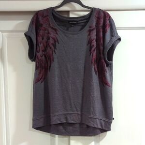 Gray Rock & Republic top with burgundy wing accents